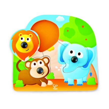 Hape Happy Puzzles Ξύλινο Παζλ Ζωάκια Big Nose Jungle Peg