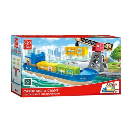 Hape Railway Ξύλινο Cargo Πλοίο & Γερανός